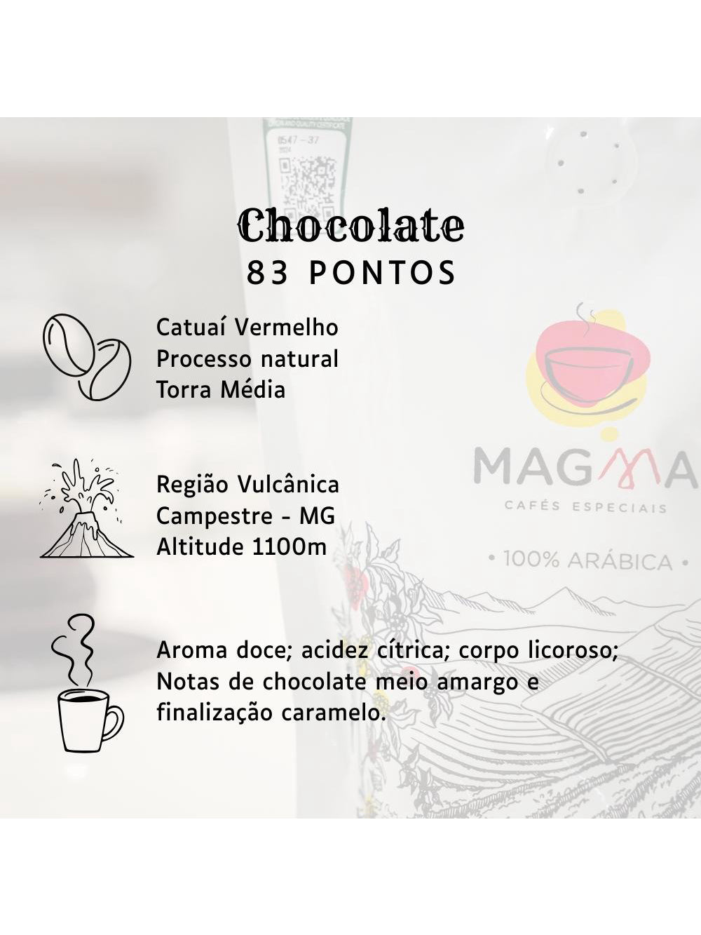 Café Especial Magma Chocolate GRÃOS 250g 100% Arábica
