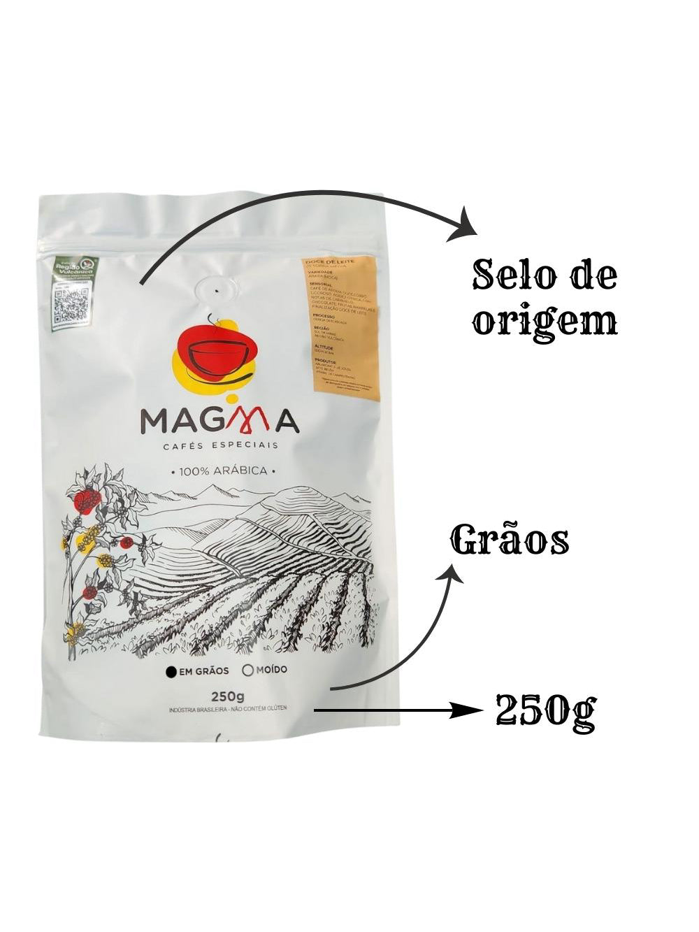 Café especial DOCE DE LEITE GRÃOS 250g 100% Arábica