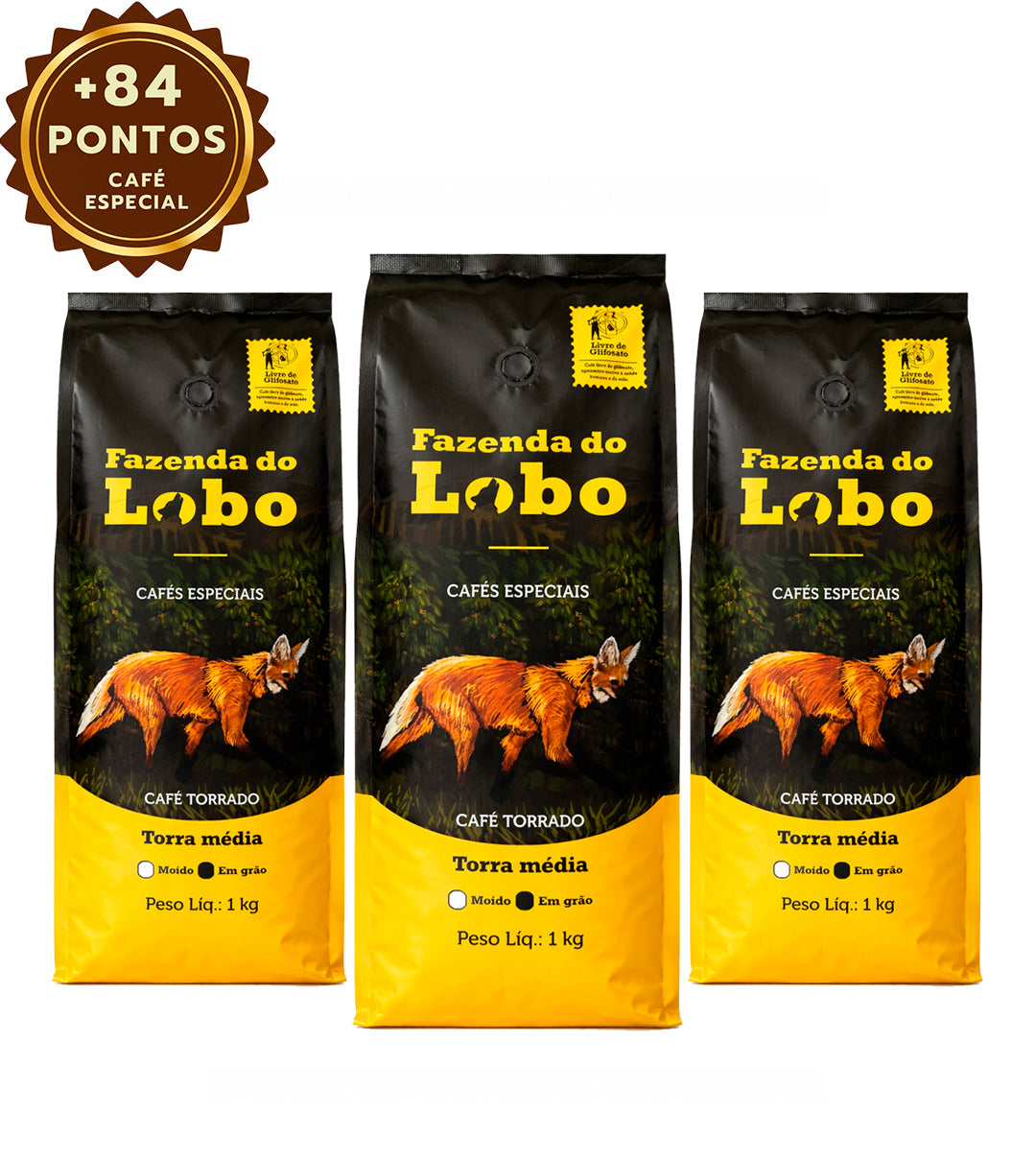Kit 3kg Café Especial + 84 Pts Fazenda Do Lobo 3x 1kg