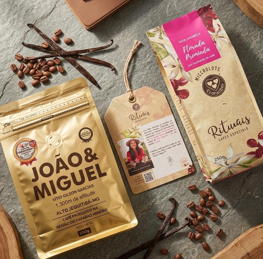 Kit de cafés especiais 1 Café João e Miguel e 1 Café Florada Premiada 250g cada Sítio Gilson Garcia