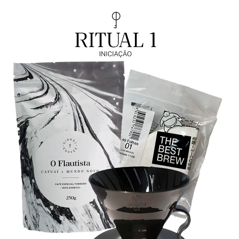 Kit Ritual 01 Iniciação | O Flautista 250g + Suporte V60 02 e Pacote de Filtros V60