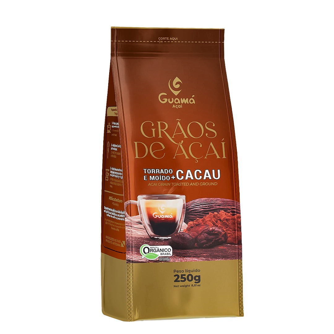 Grãos de açaí torrado e moído com cacau 250g Guamá Polpas