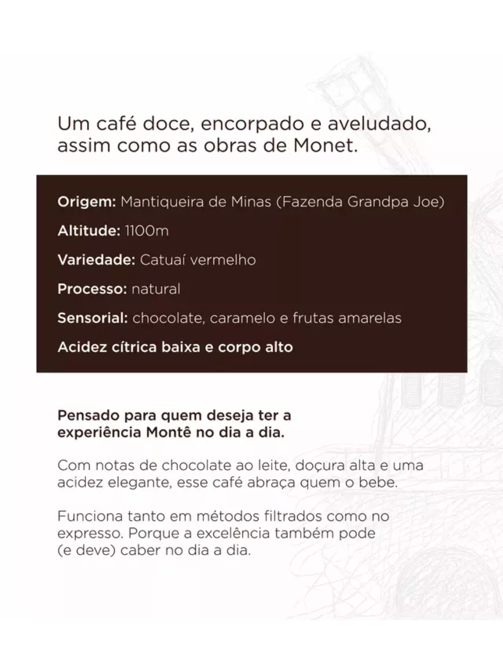 Café Especial Montê Em Grãos Torra Média 100% Arábica | Monet 250g
