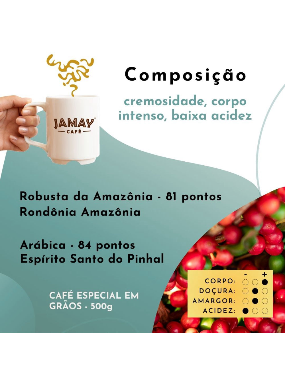 JAMAY Café Intenso GRÃOS Sachê 500g