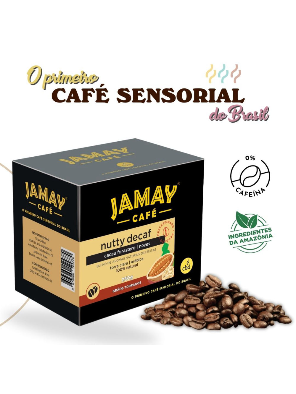 JAMAY Café Nutty DECAF Descafeinado GRÃOS Sachê 250g