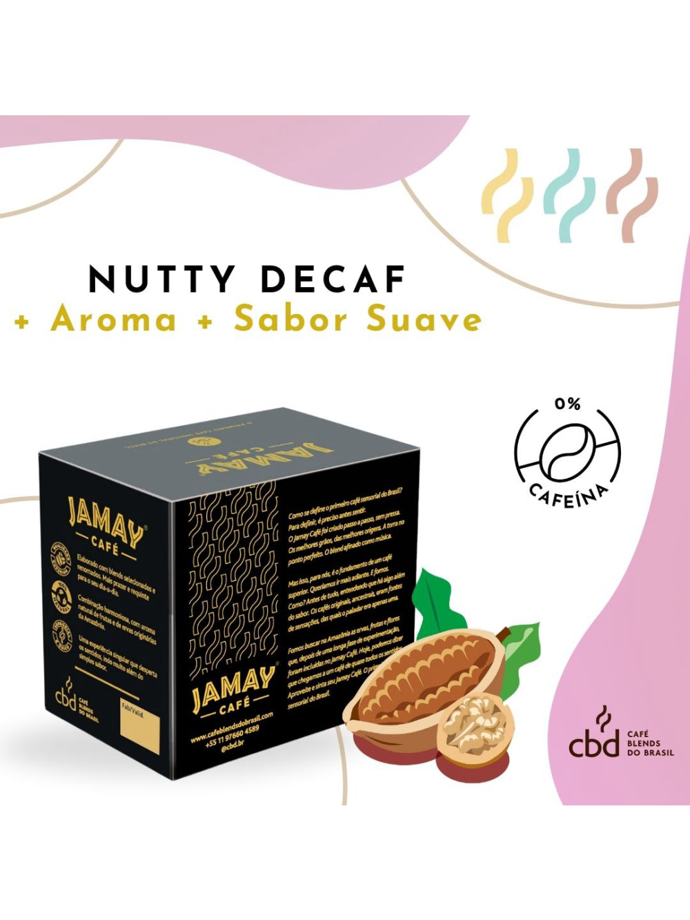 JAMAY Café Nutty DECAF Descafeinado GRÃOS Sachê 250g