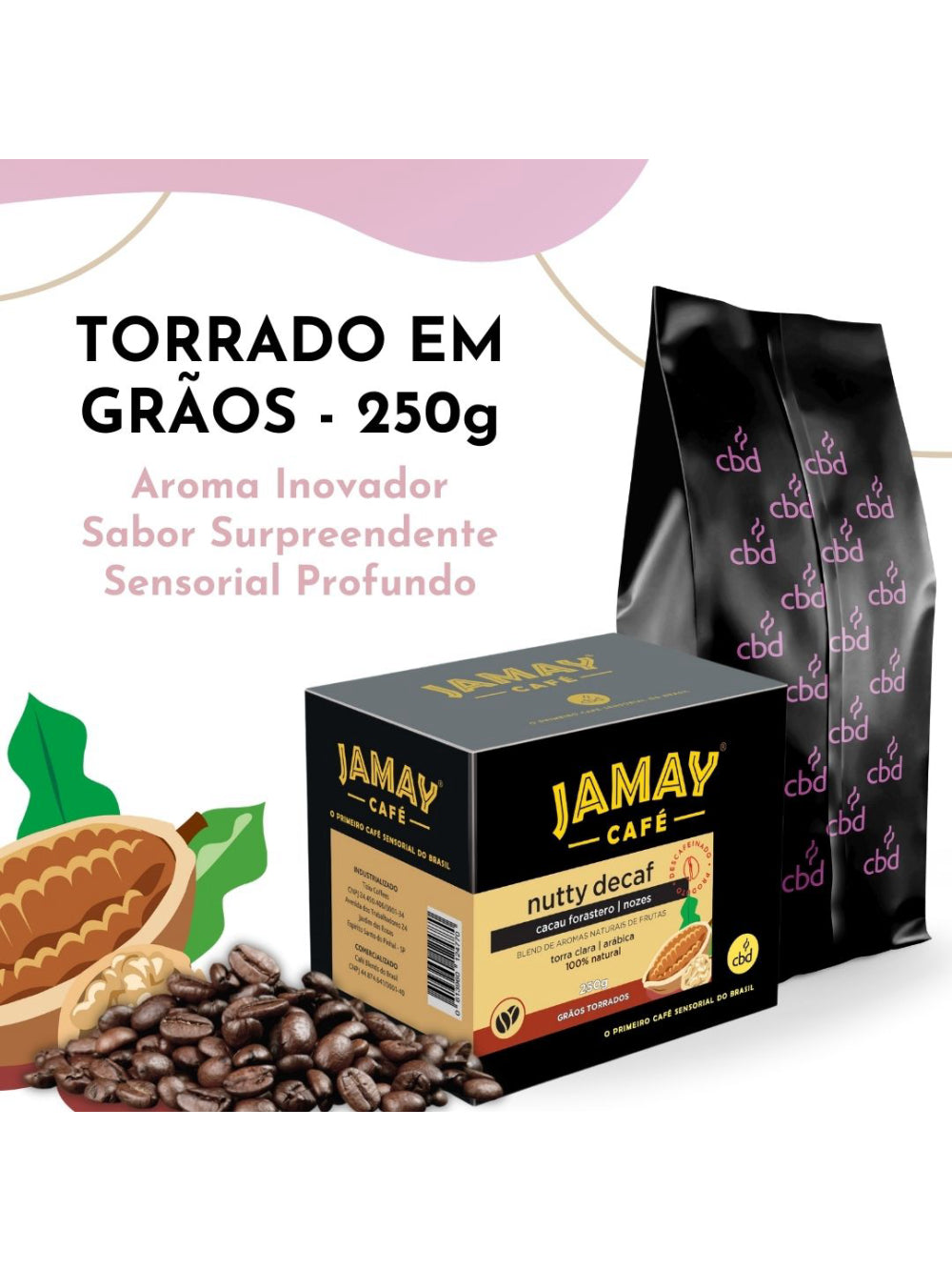 JAMAY Café Nutty DECAF Descafeinado GRÃOS Sachê 250g
