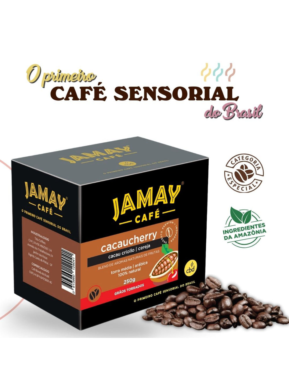 JAMAY Café CacauCherry GRÃOS Sachê 250g
