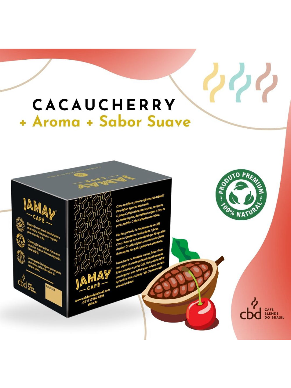 JAMAY Café CacauCherry GRÃOS Sachê 250g