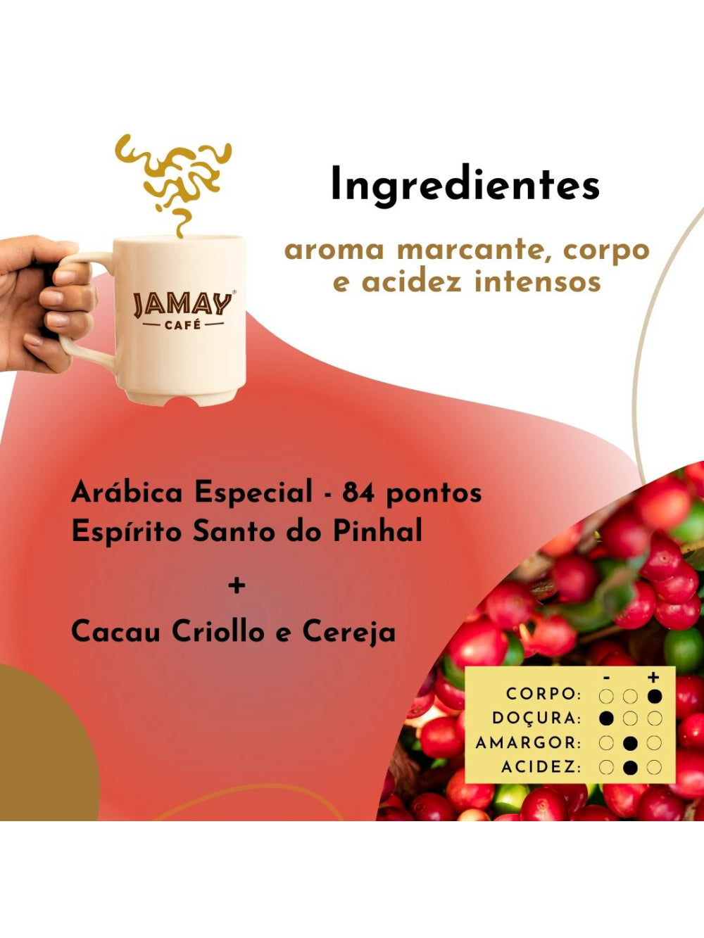 JAMAY Café CacauCherry GRÃOS Sachê 250g