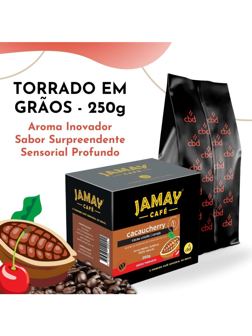 JAMAY Café CacauCherry GRÃOS Sachê 250g