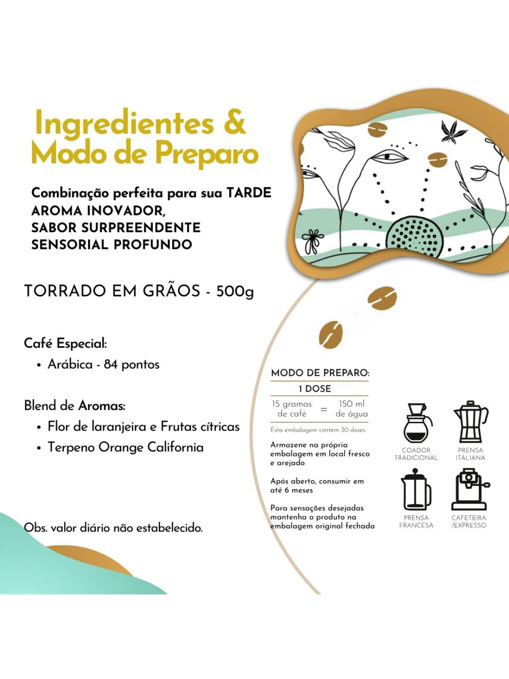 Café Orange Califórnia GRÃOS Sachê 500g