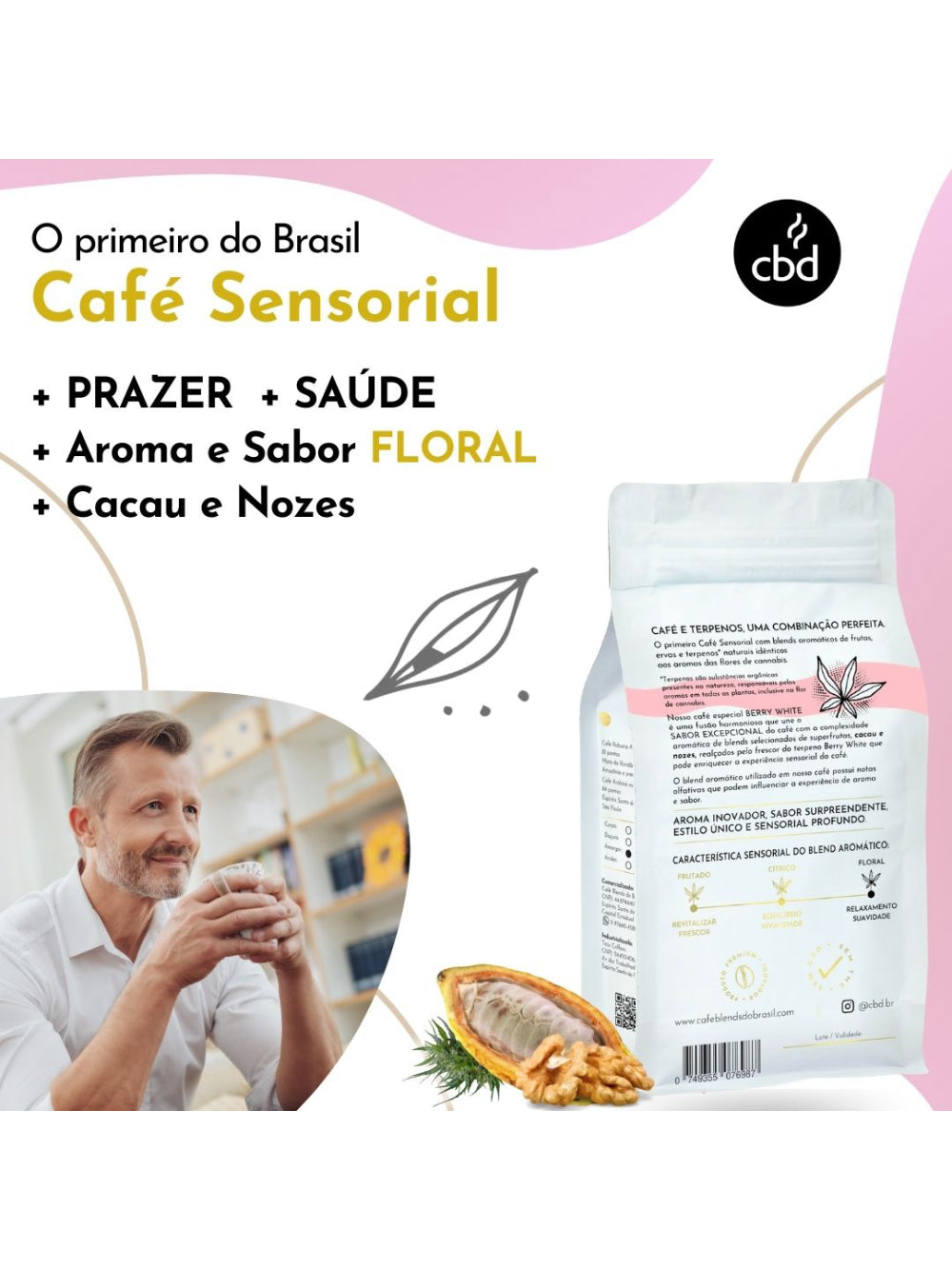 Café Berry White DECAF Descafeinado GRÃOS Sachê 500g