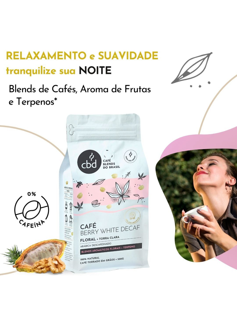 Café Berry White DECAF Descafeinado GRÃOS Sachê 500g