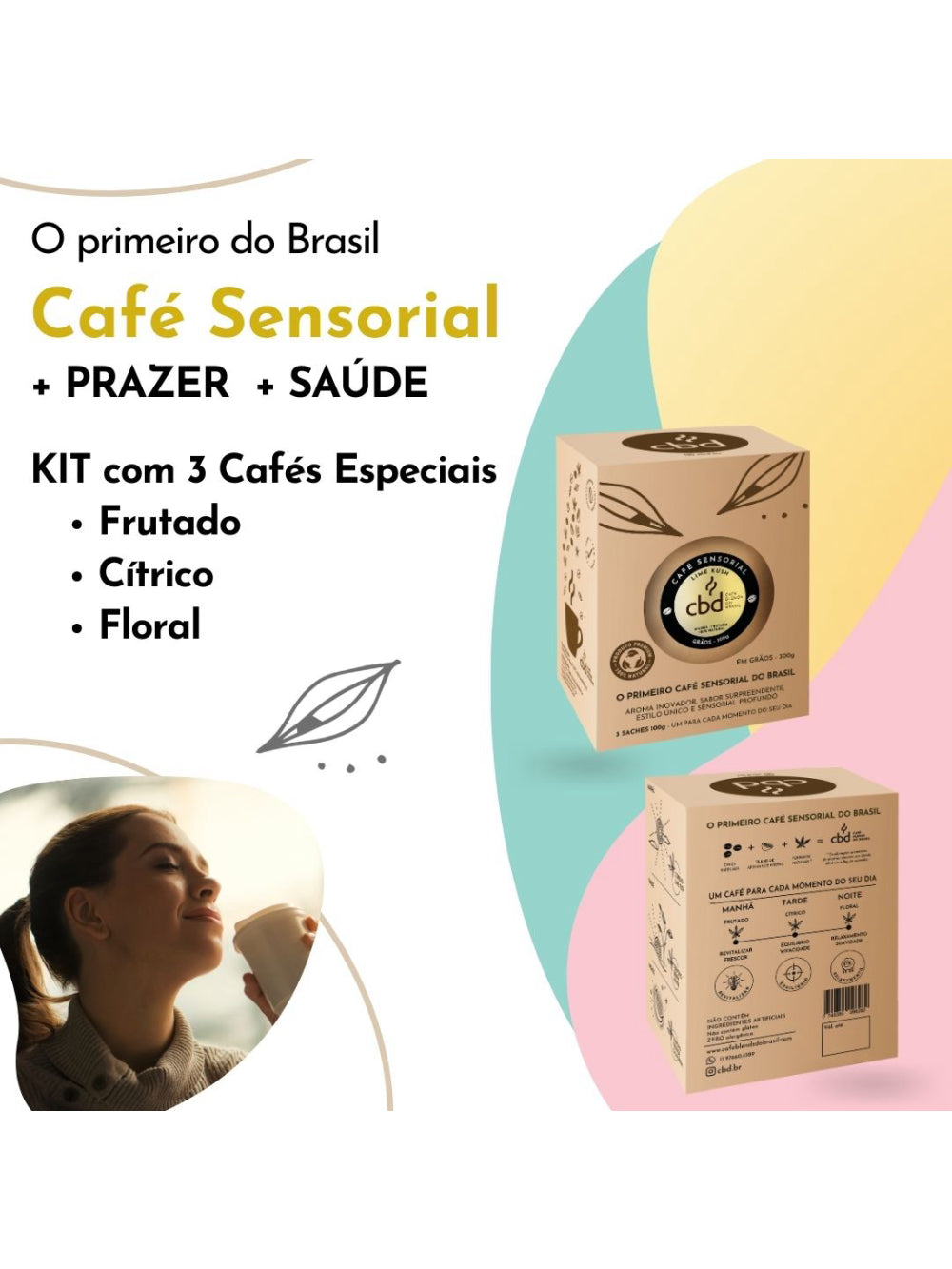 Kit Café Sensorial GRÃOS Manhã Tarde Noite 3 x 100g Caixa 300g