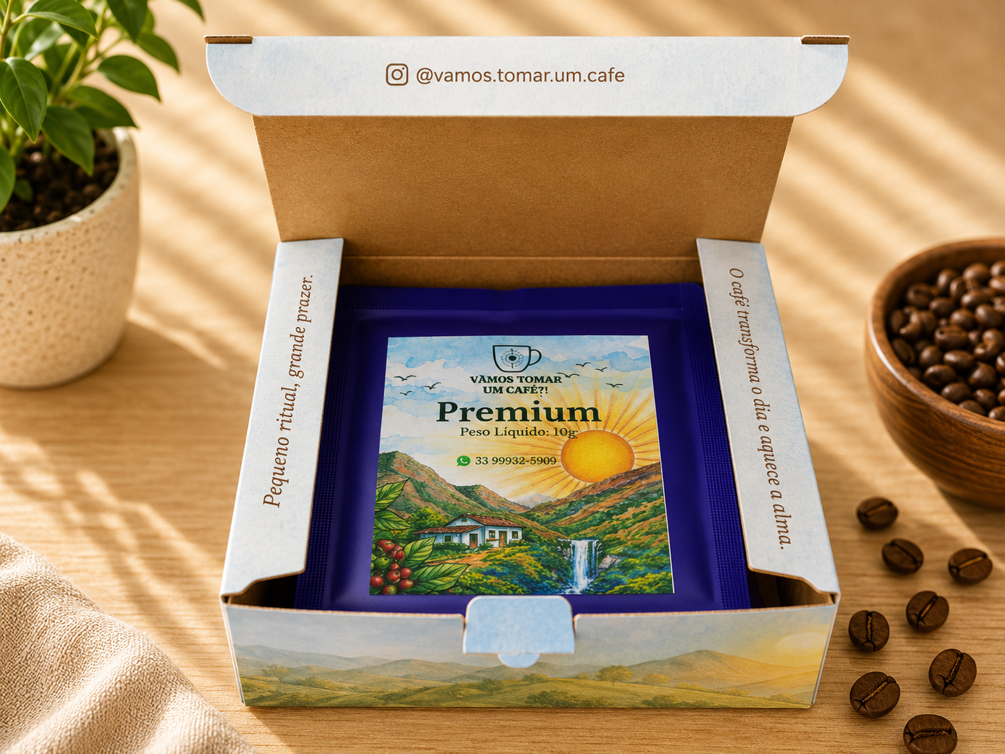 Drip Coffee Premium torra média 10 unidades Vamos Tomar Um Café