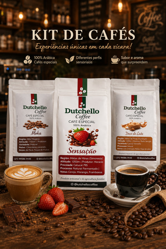 Kit Sensorial Dutchello com 3 cafés de 250g cada