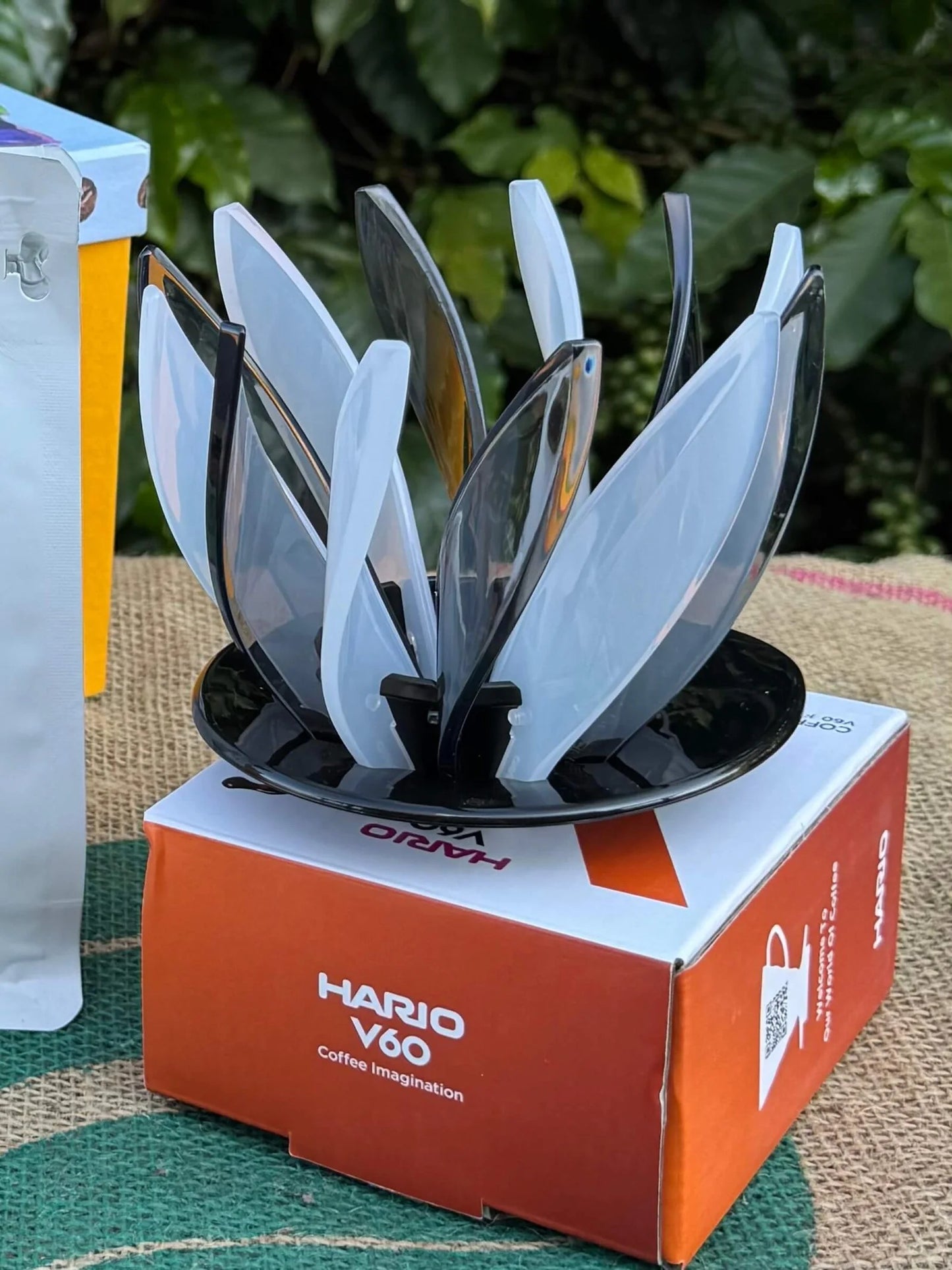 Porta filtro Hario V60 Suiren 02 Edição Limitada 2024 (Preto e Branco)