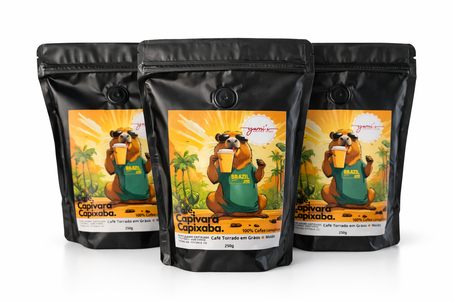 Kit Café Capivara Capixaba Yumi's Conilon ( 3x 250g ) Grãos