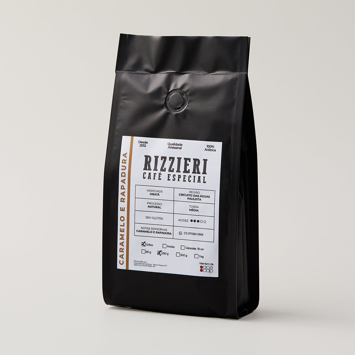 Café Obatã em Grãos 250g Caramelo e Rapadura Rizzieri Café