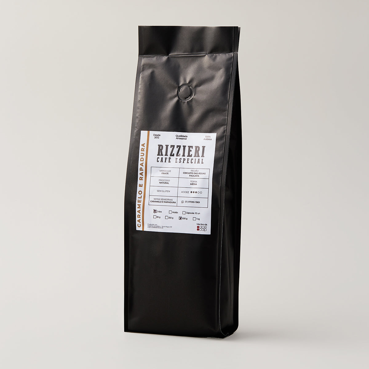 Café Obatã em Grãos 500g Caramelo e Rapadura Rizzieri Café