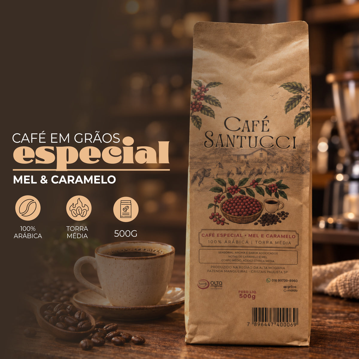 Café especial mel e caramelo torra média Café Santucci