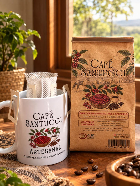 Café drip coffe especial mel e caramelo 100% arábica 10 unidades Café Santucci