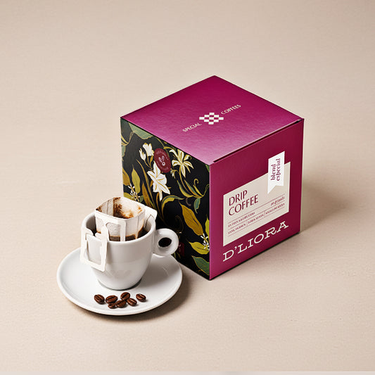 Drip Coffee linha origem blend especial D'Liora Cafés caixa com 10 unidades