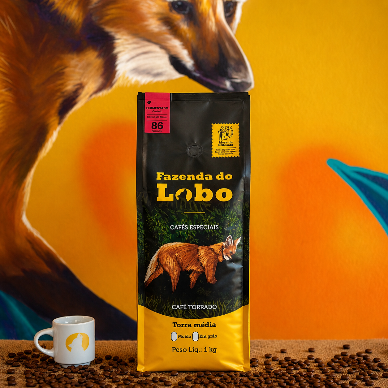 Café Especial 86Pts Fermentado 1kg 100% Arábica Fazenda do Lobo