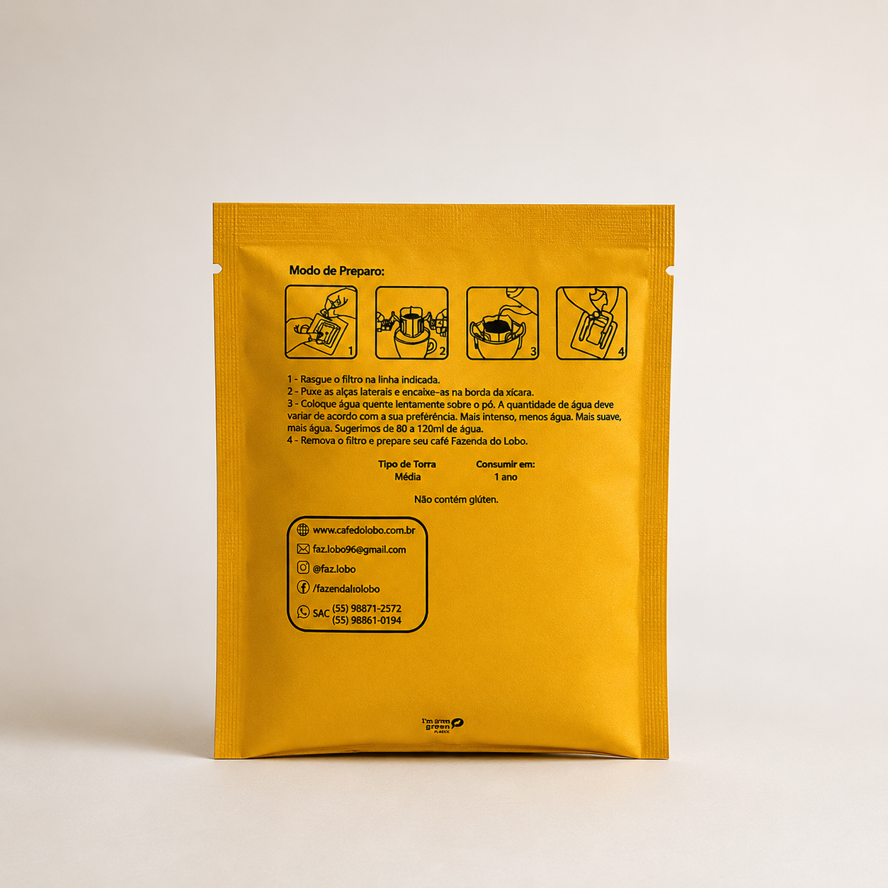 Kit 4un Drip Coffee Café Especial 10 Sachês 100% Arábica Fazenda do Lobo