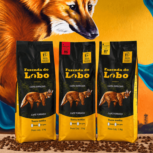 Kit 3em1 1kg Café Especial 1kg 3un 100% Arábica Fazenda do Lobo