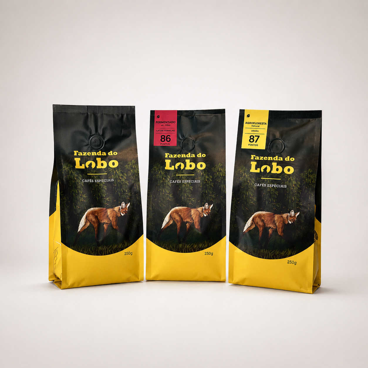 Kit 3em1 250g Café Especial 250g 3un 100% Arábica Fazenda do Lobo