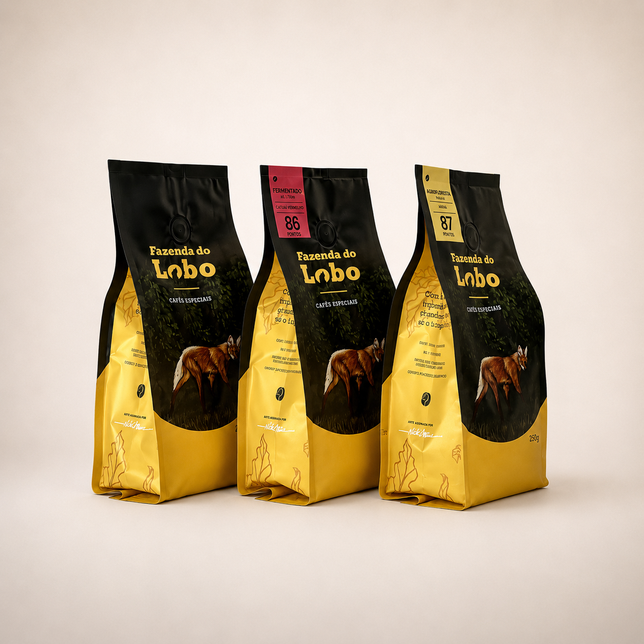 Kit 3em1 250g Café Especial 250g 3un 100% Arábica Fazenda do Lobo