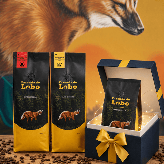 Kit Premiado Café Especial 86Pts 500g e 87Pts 500g e Brinde 84Pts 250g 100% Arábica Fazenda do Lobo