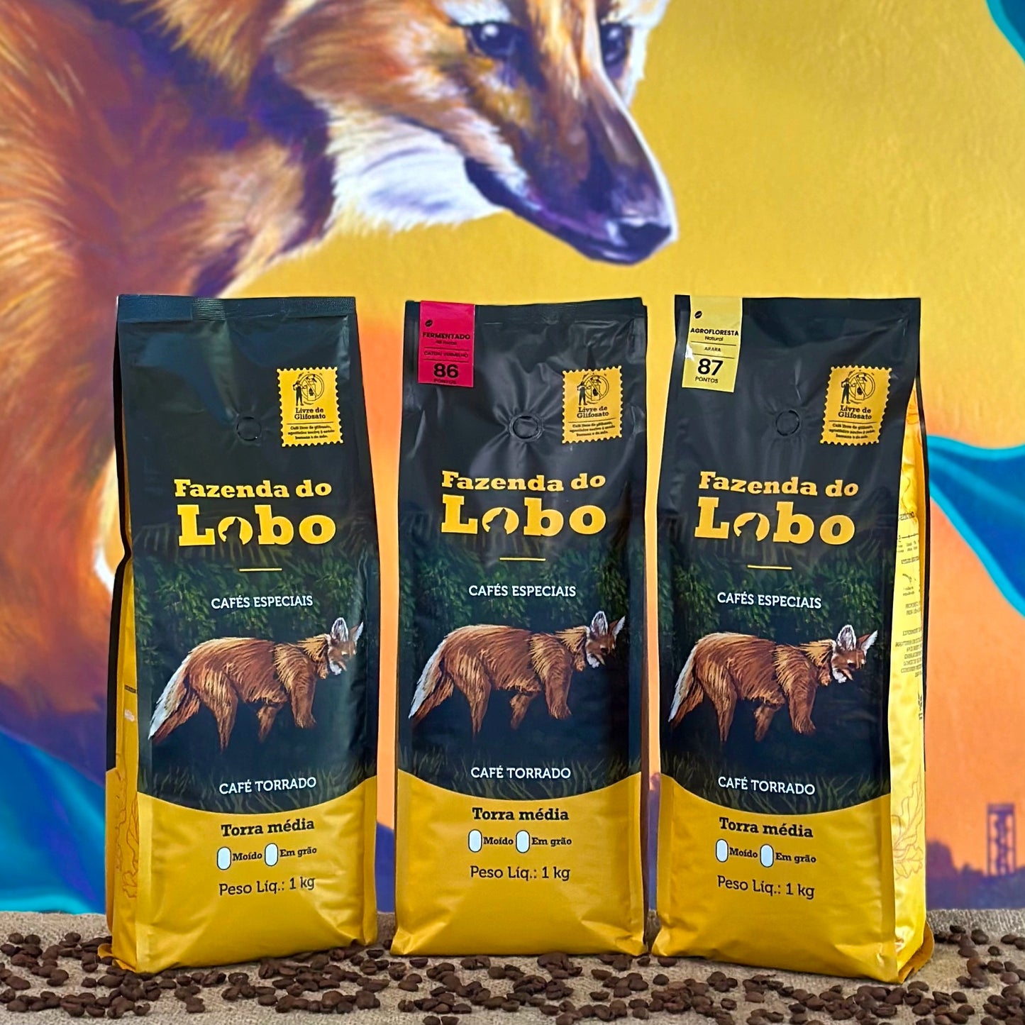 Kit 3em1 1kg Café Especial 1kg 3un 100% Arábica Fazenda do Lobo