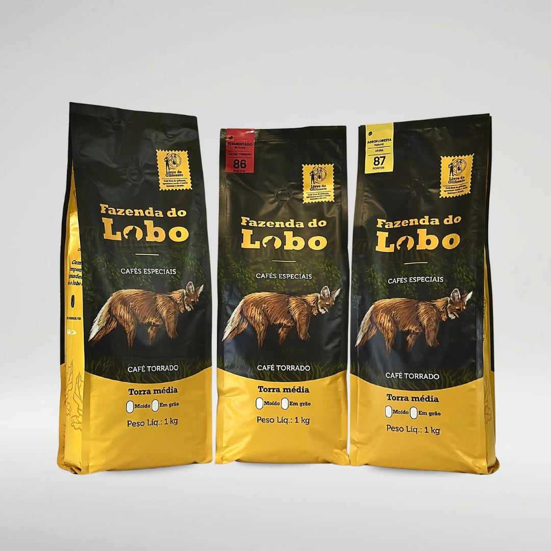 Kit 3em1 1kg Café Especial 1kg 3un 100% Arábica Fazenda do Lobo