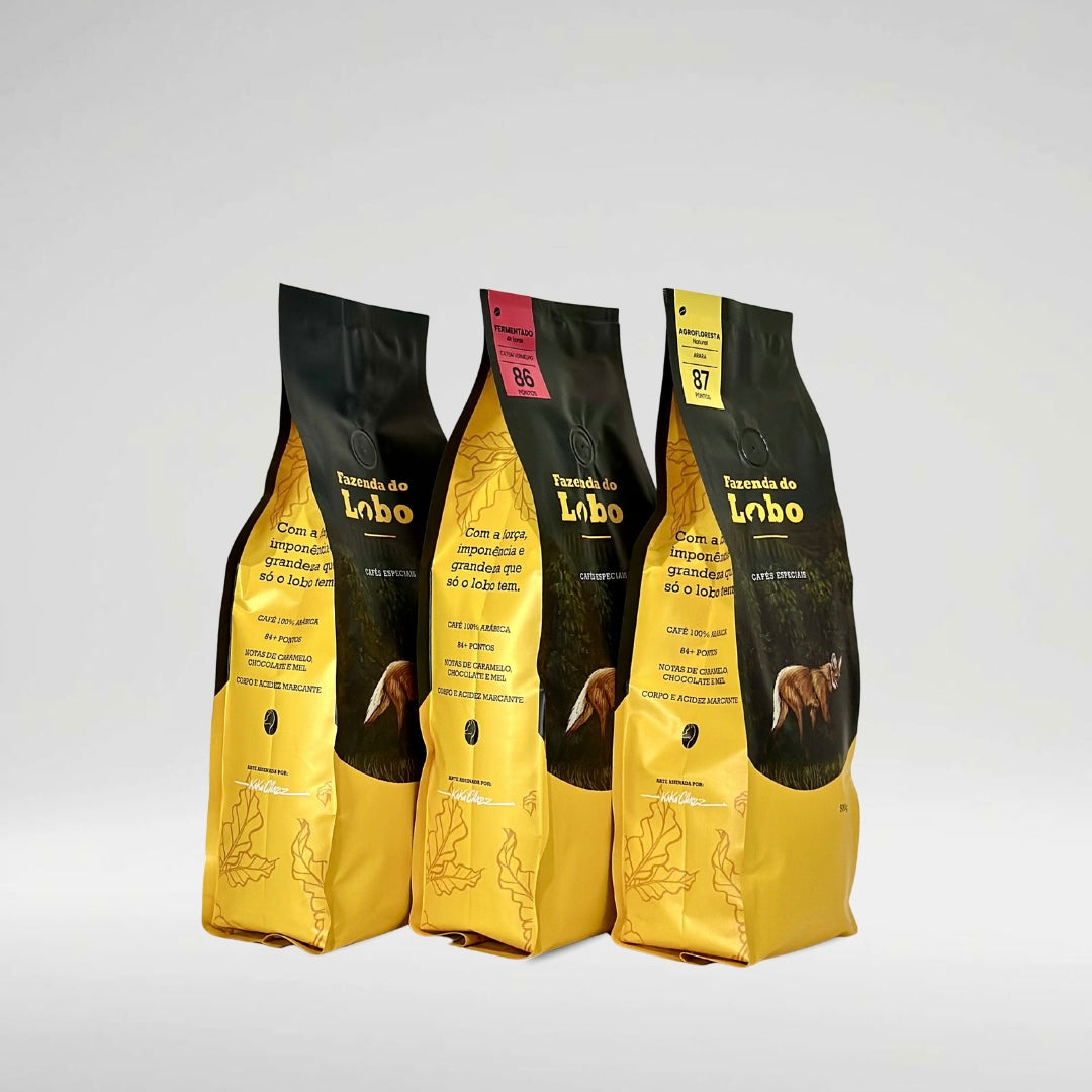 Kit 3em1 500g Café Especial 500g 3un 100% Arábica Fazenda do Lobo