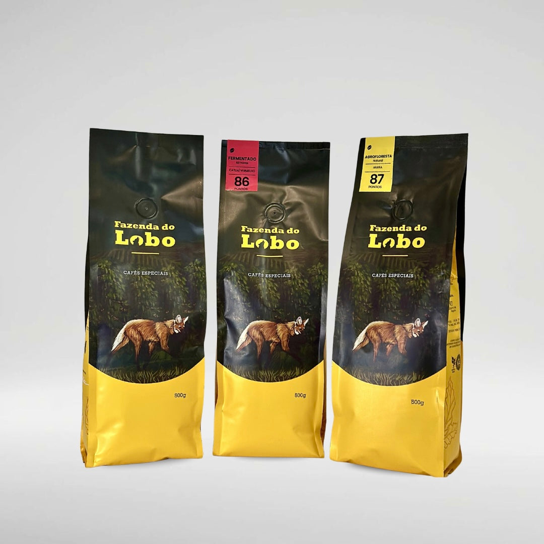 Kit 3em1 500g Café Especial 500g 3un 100% Arábica Fazenda do Lobo