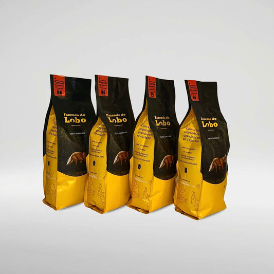 Kit 4un Café Especial 86Pts Fermentado 500g 100% Arábica Fazenda do Lobo