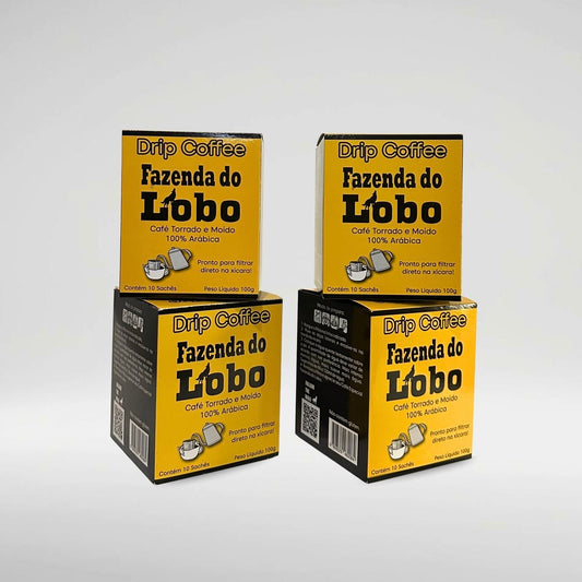 Kit 4un Drip Coffee Café Especial 10 Sachês 100% Arábica Fazenda do Lobo