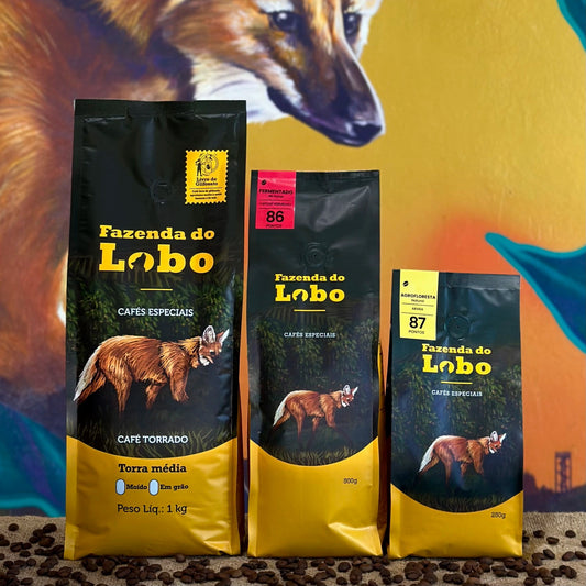Kit Ideal Café Especial 1kg 84Pts e 500g 86Pts e 250g 87Pts 100% Arábica Fazenda do Lobo