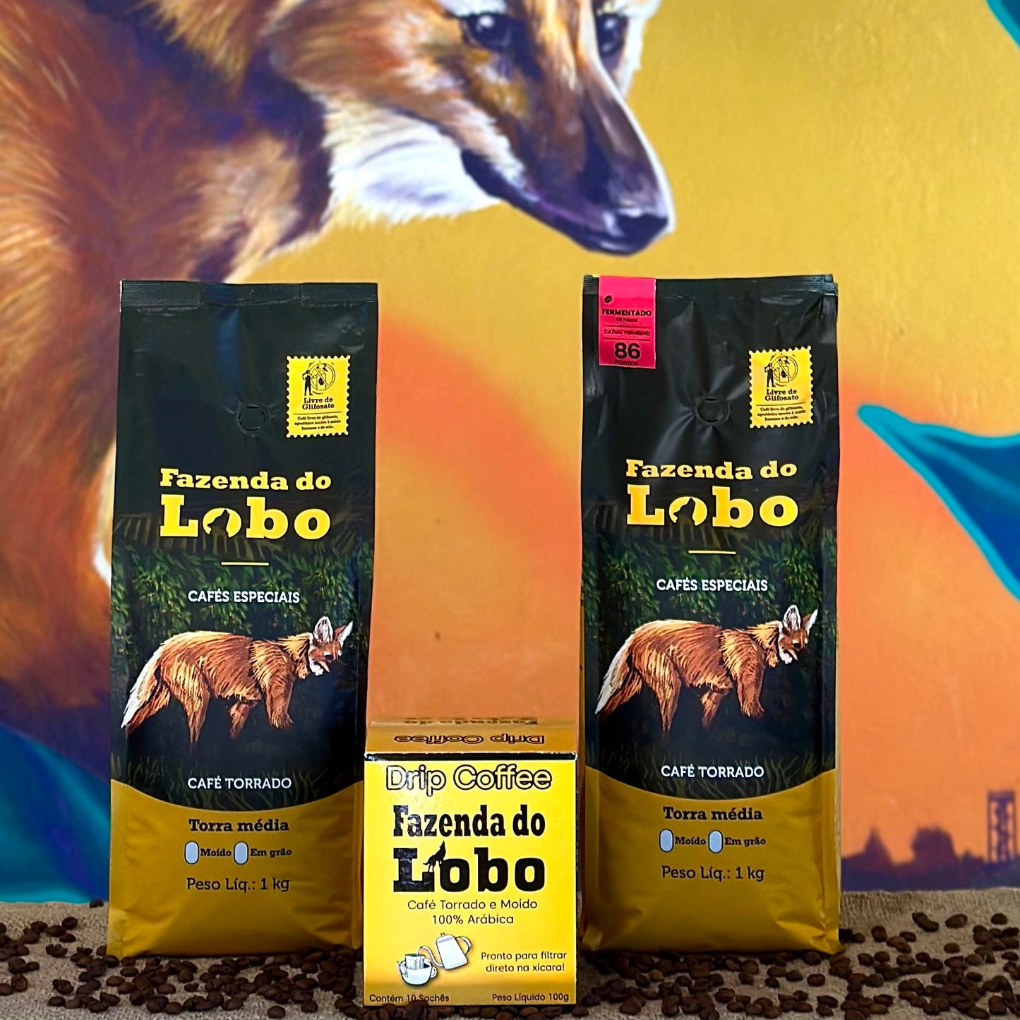 Kit Lobao Café Especial 1kg 2un Drip Coffee 100 Arábica Fazenda do Lobo