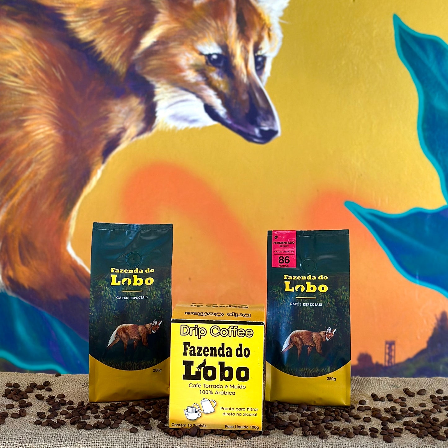Kit Lobinho - Café Especial 250g 2 Un + Drip Coffee 100% Arábica Fazenda do Lobo