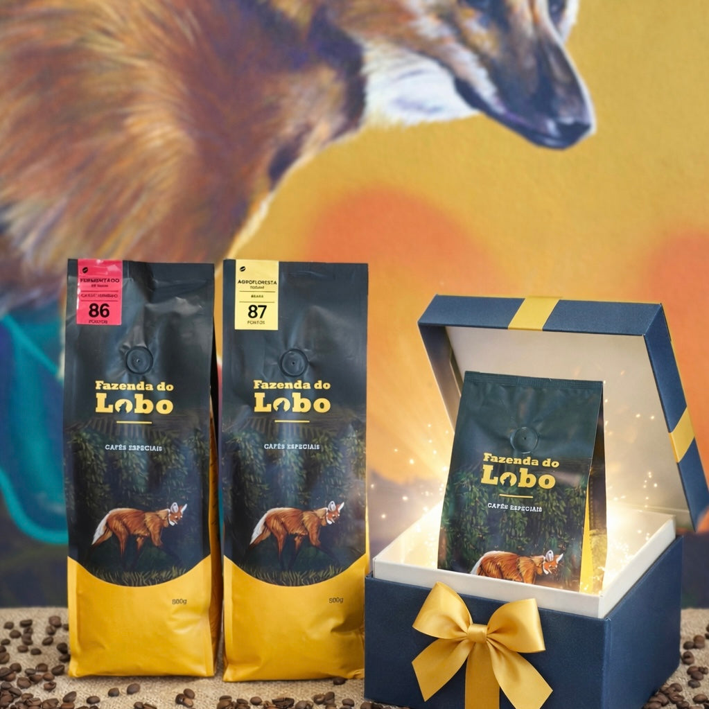 Kit Premiado Café Especial 86Pts 500g e 87Pts 500g e Brinde 84Pts 250g 100% Arábica Fazenda do Lobo