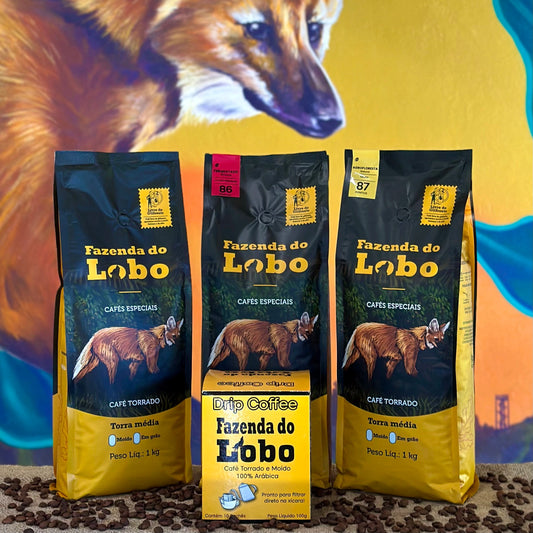 SuperKit Lobão Todas as 3 variedades 1kg e Drip Coffee 100% Arábica Fazenda do Lobo
