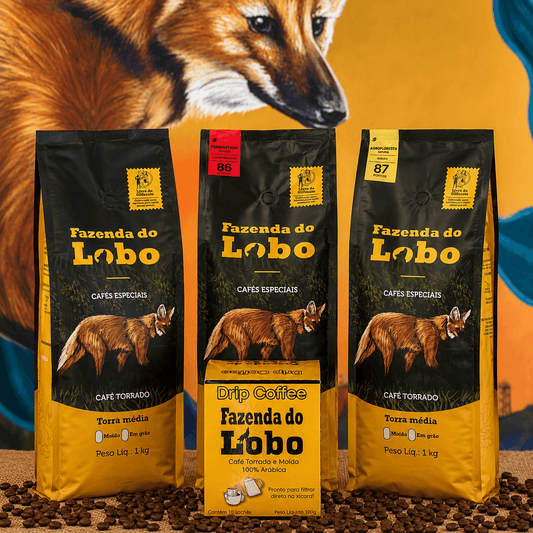 SuperKit Lobão Todas as 3 variedades 1kg e Drip Coffee 100% Arábica Fazenda do Lobo
