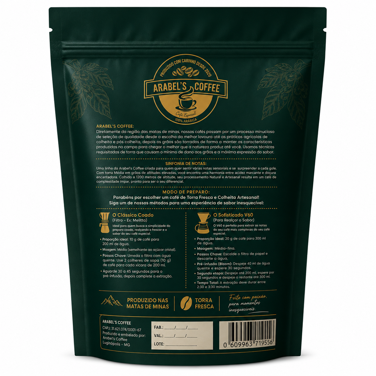 Café Especial em Grãos Arabel's Coffee 250g , Sinfonia de Notas