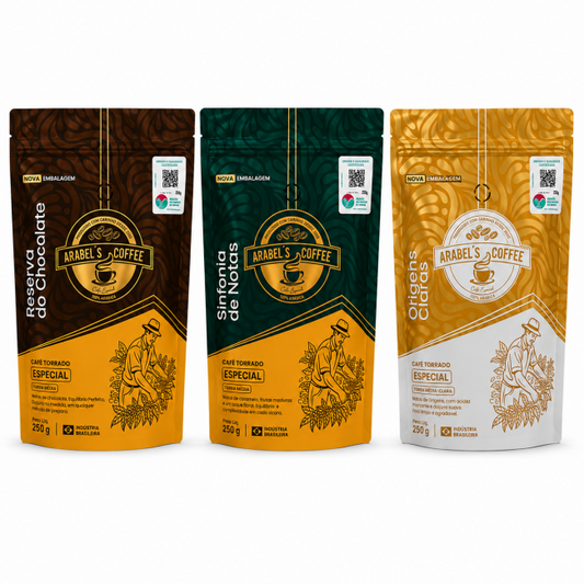Kit Degustação Arabel's Coffee 3 Pacotes 250g (1 Pacote de Cada Lote Especial)