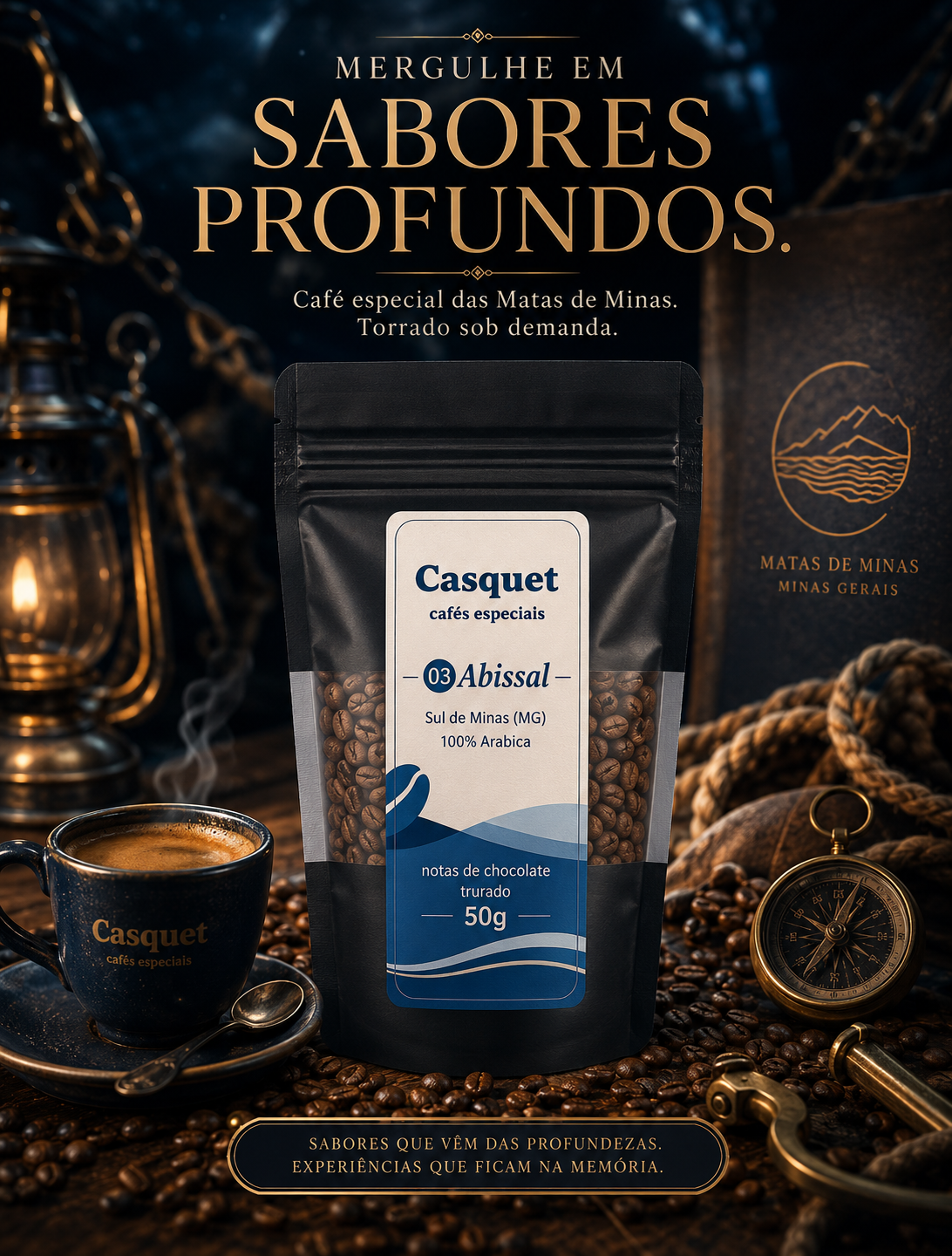 Café Especial Abissal Casquet 50g Degustação | Café Gourmet 100% Arábica de Minas Gerais | Notas de Chocolate
