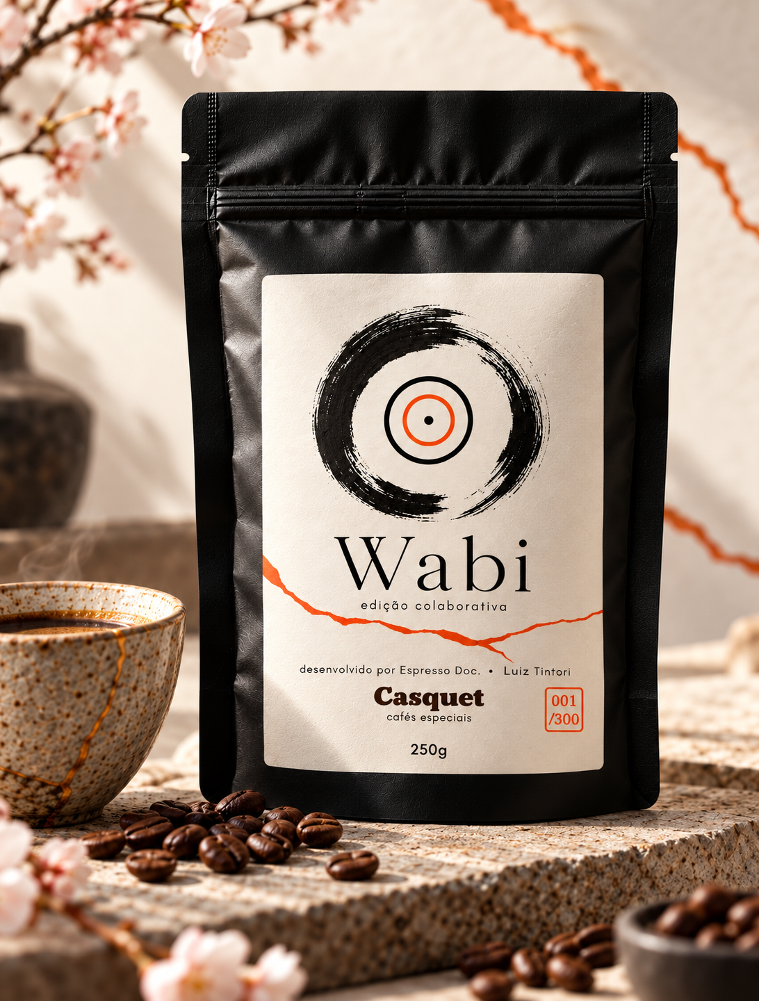 Café Especial Grãos Wabi Casquet × Espresso Doc. 250g | 100% Arábica | Torra Média | Edição Colaborativa